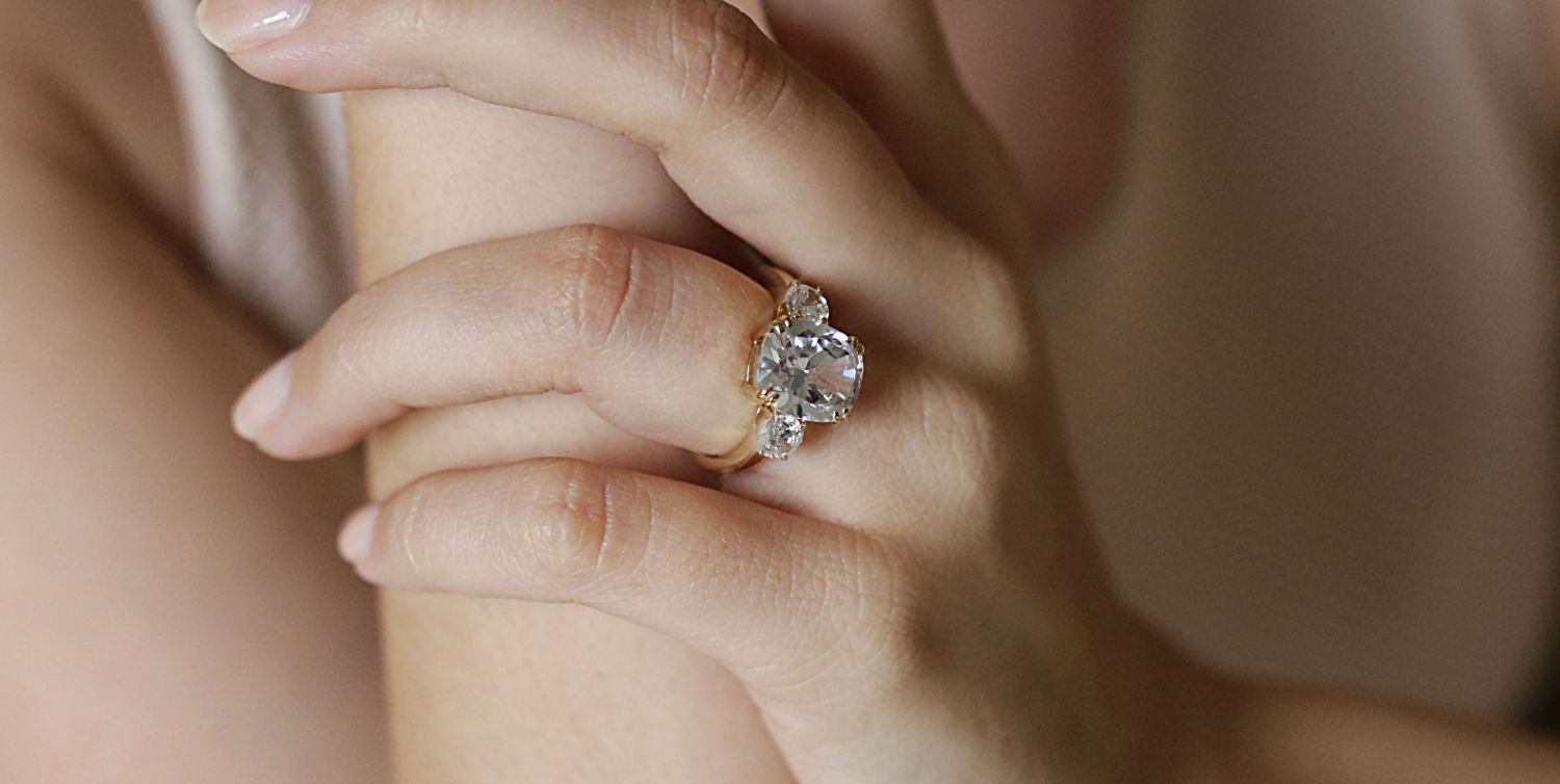 Cushion cut diamond ring